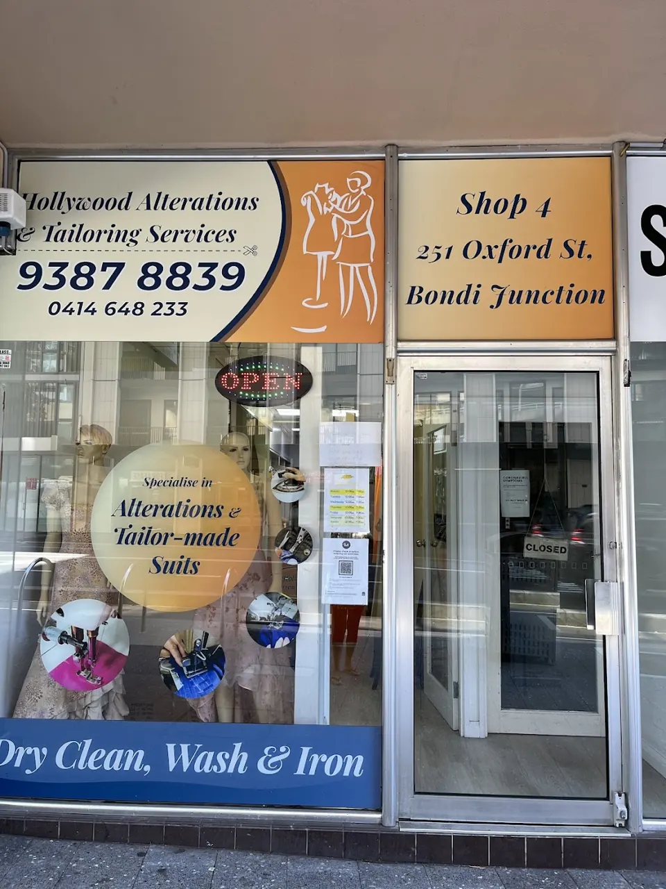 The Hollywood Alterations shopfront on Oxford St